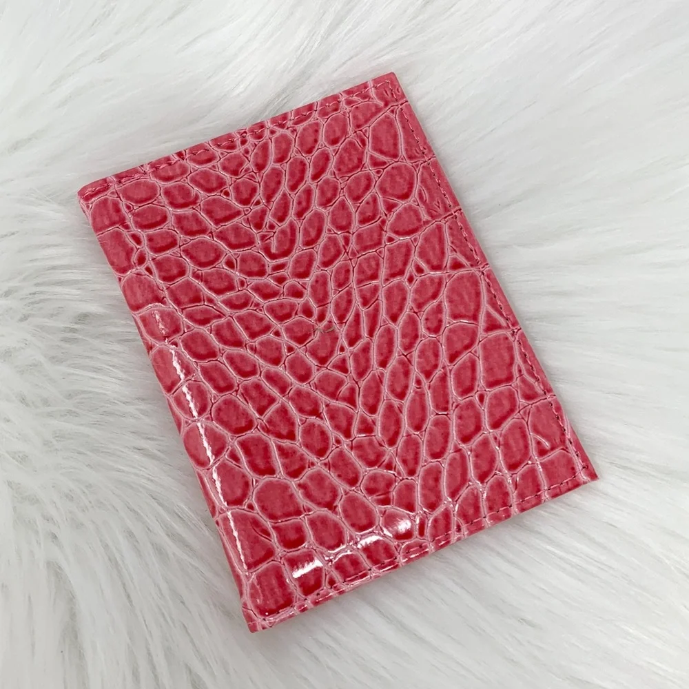 NEW Faux Leather Croc-Embossed Pink CDC Vaccination Card Record Protector Holder